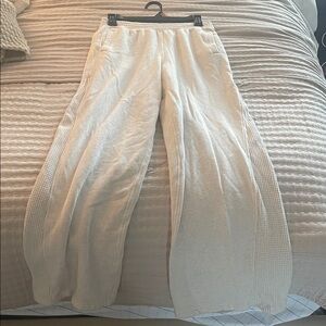 Cozy Cream Aerie Wideleg Waffle Sweatpants